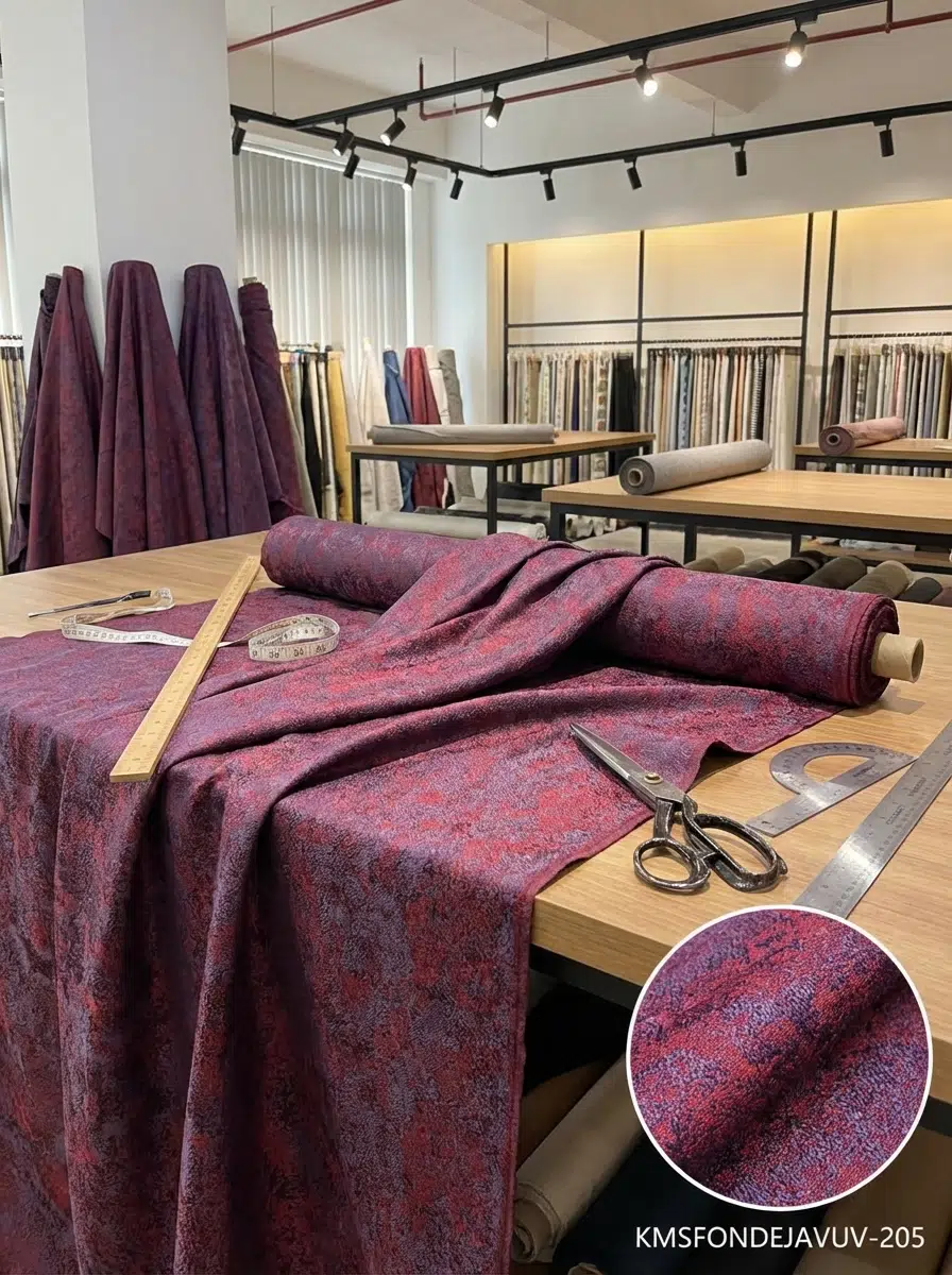 Jakar Desenli Dokuma Fon Perdelik Kumaş 100en300boy - BORDO-MAVİ