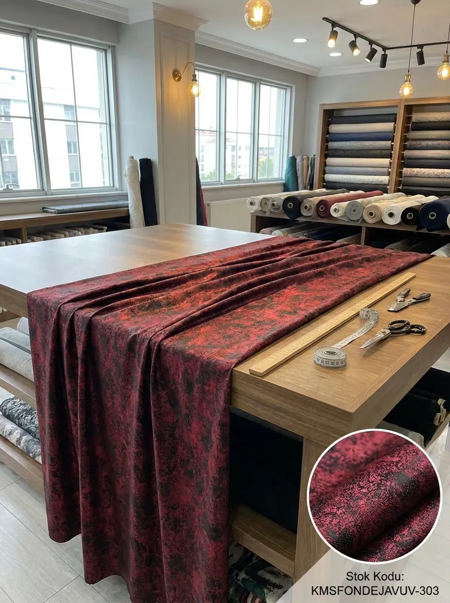 Jakar Desenli Dokuma Fon Perdelik Kumaş 100en300boy - SİYAH-KIRMIZI