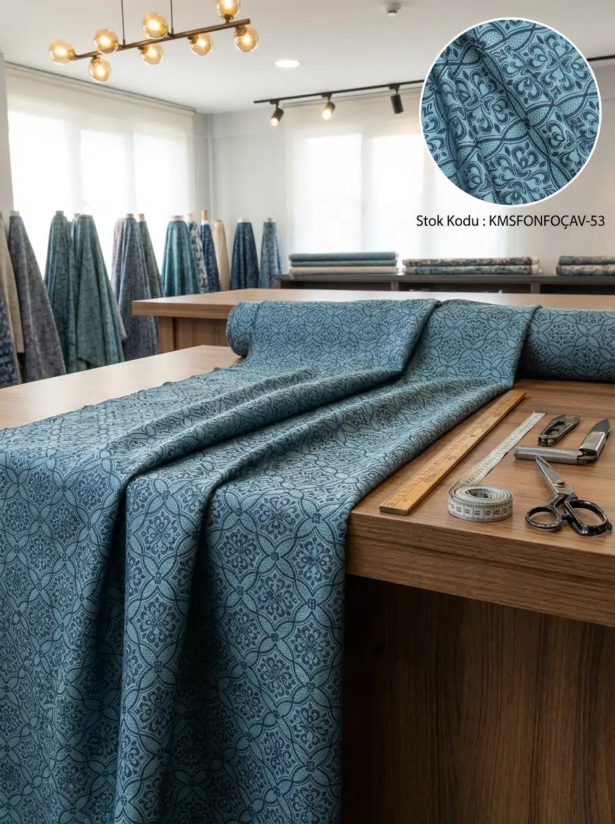 Jakar Desenli Jakar Dokuma Perdelik Kumaş 100en300boy - MAVİ