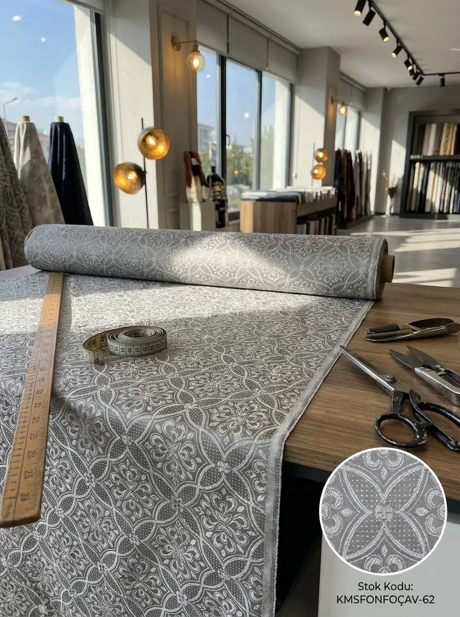 Jakar Desenli Jakar Dokuma Perdelik Kumaş 100en300boy - GRİ