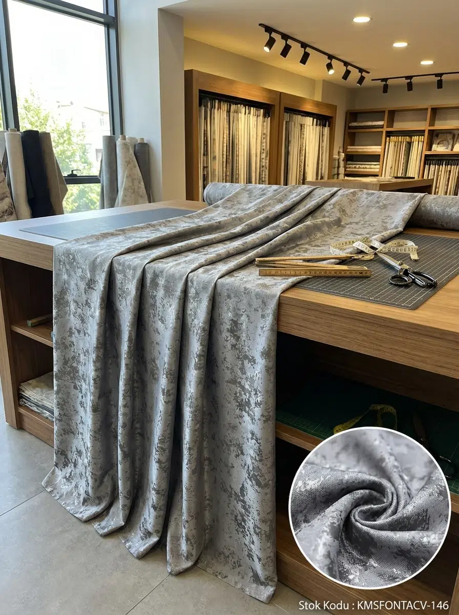 Jakar Dokuma Jakar Desenli Perdelik Kumaş 100en300boy - GRİ