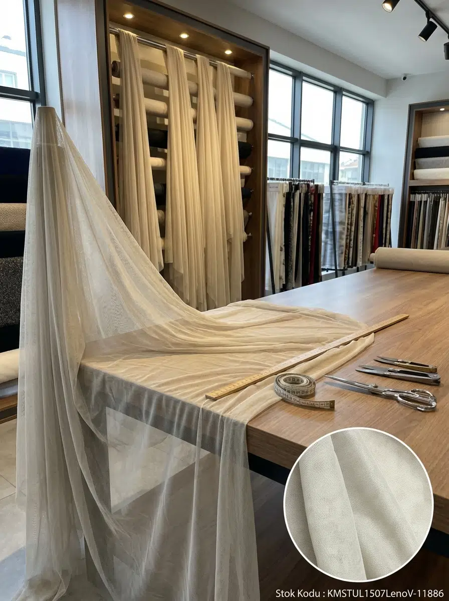 Petek Dokulu Dekoratif Tül Perdelik Kumaş 100en300boy - GRİ