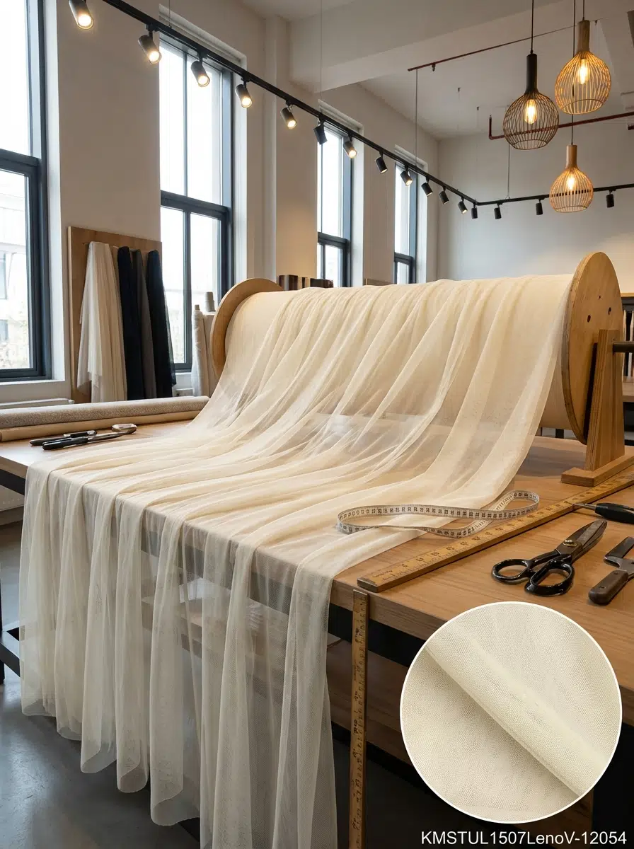 Petek Dokulu Dekoratif Tül Perdelik Kumaş 100en300boy - AÇIK BEJ