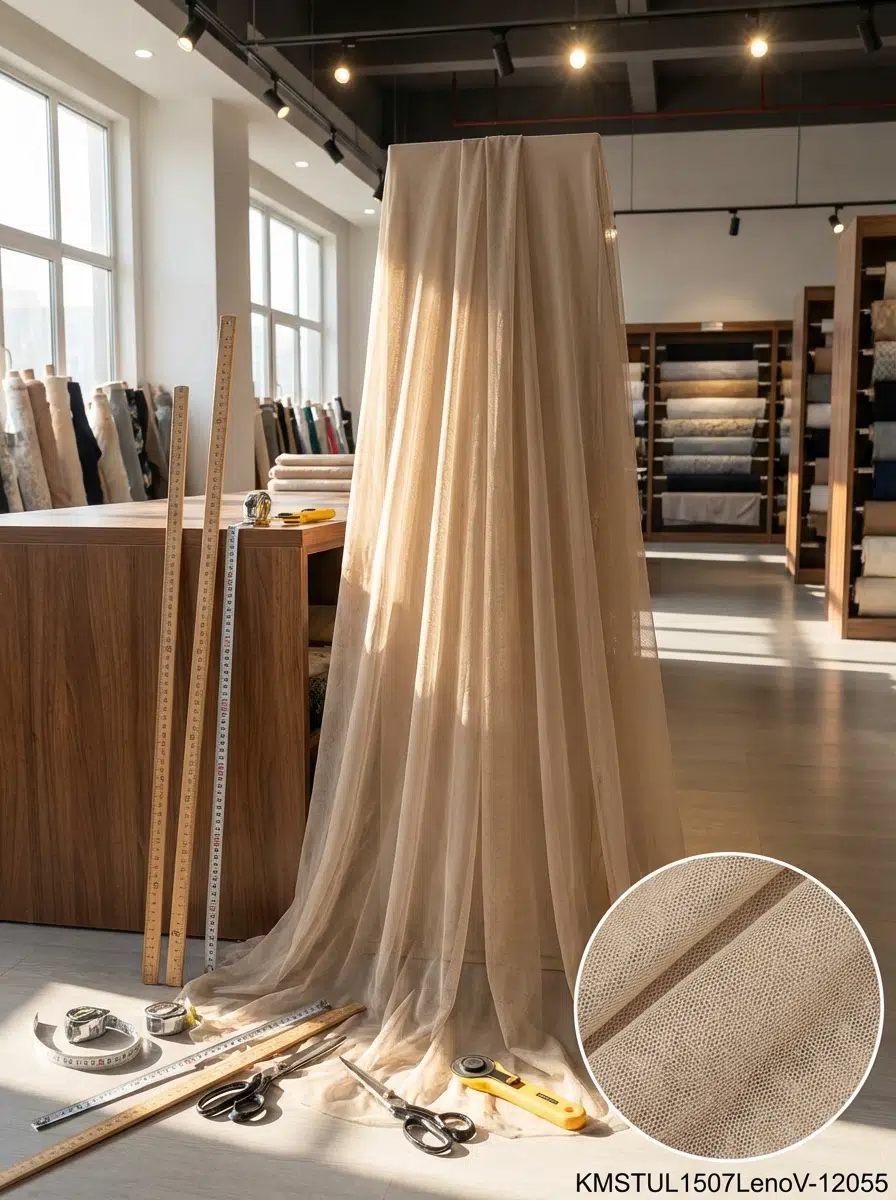 Petek Dokulu Dekoratif Tül Perdelik Kumaş 100en300boy - KAHVERENGİ