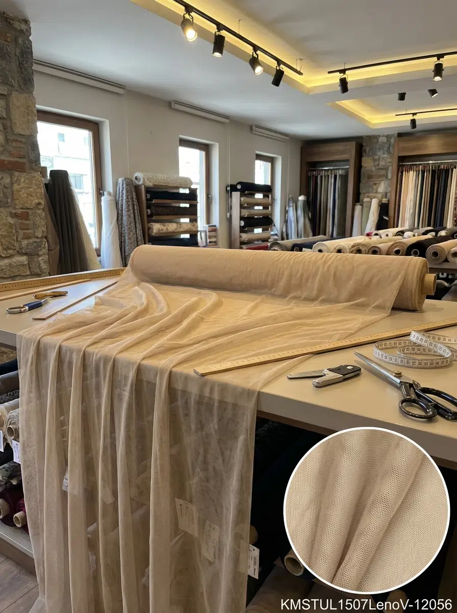 Petek Dokulu Dekoratif Tül Perdelik Kumaş 100en300boy - K.KAHVE