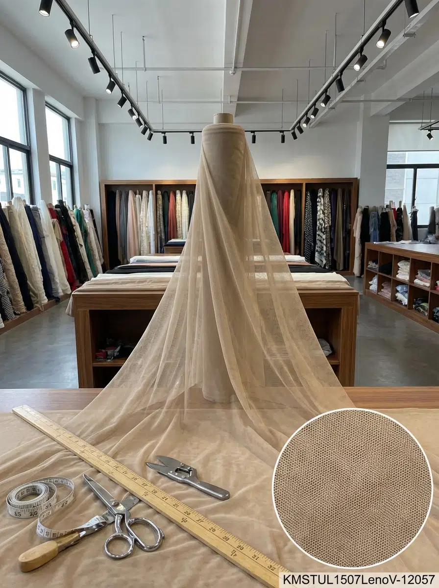 Petek Dokulu Dekoratif Tül Perdelik Kumaş 100en300boy - KOYU KAHVE