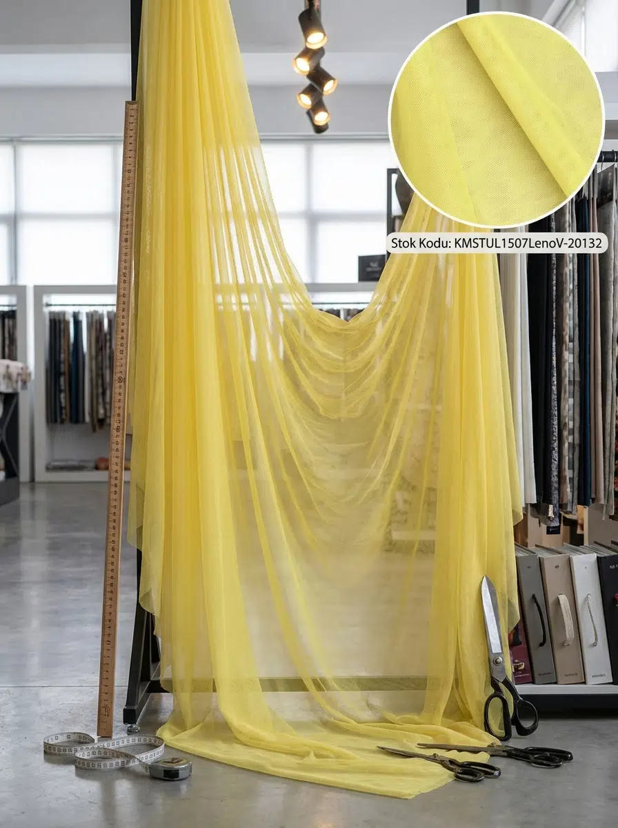 Petek Dokulu Dekoratif Tül Perdelik Kumaş 100en300boy - SARI