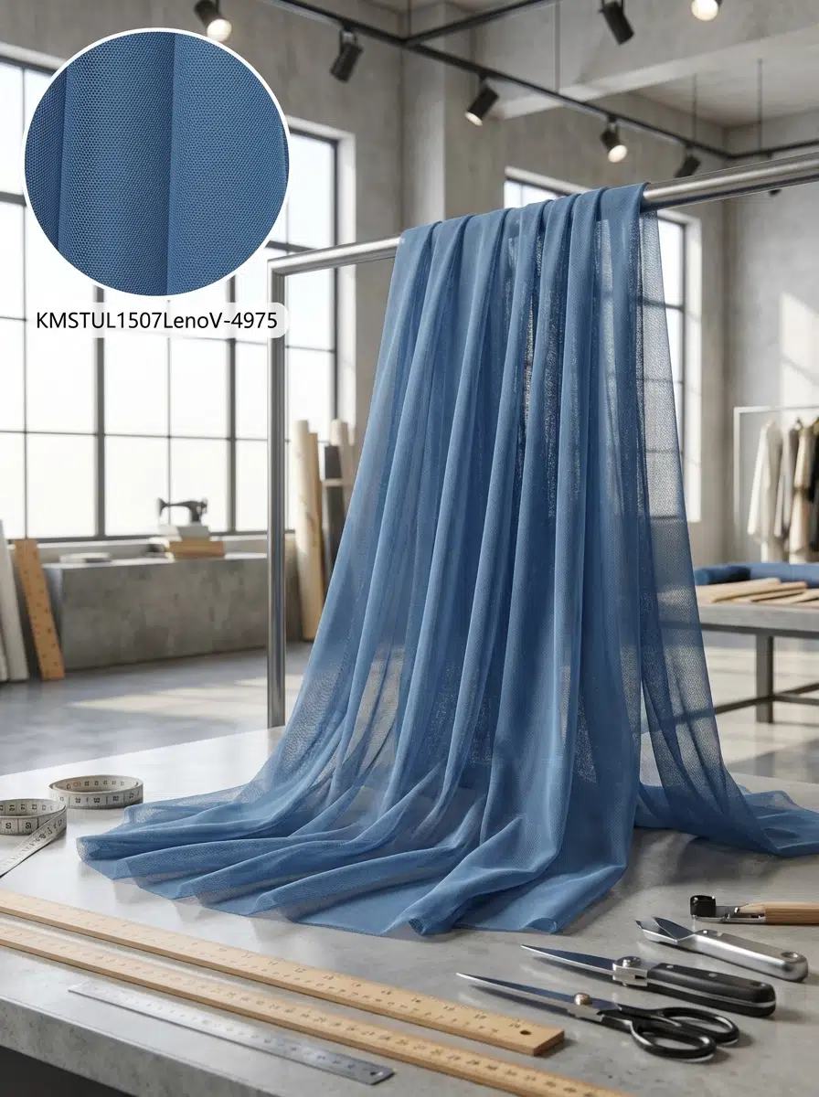 Petek Dokulu Dekoratif Tül Perdelik Kumaş 100en300boy - KOYU MAVİ