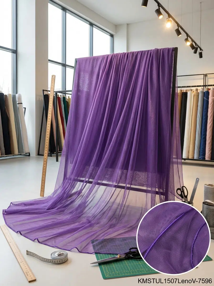 Petek Dokulu Dekoratif Tül Perdelik Kumaş 100en300boy - KOYU MOR