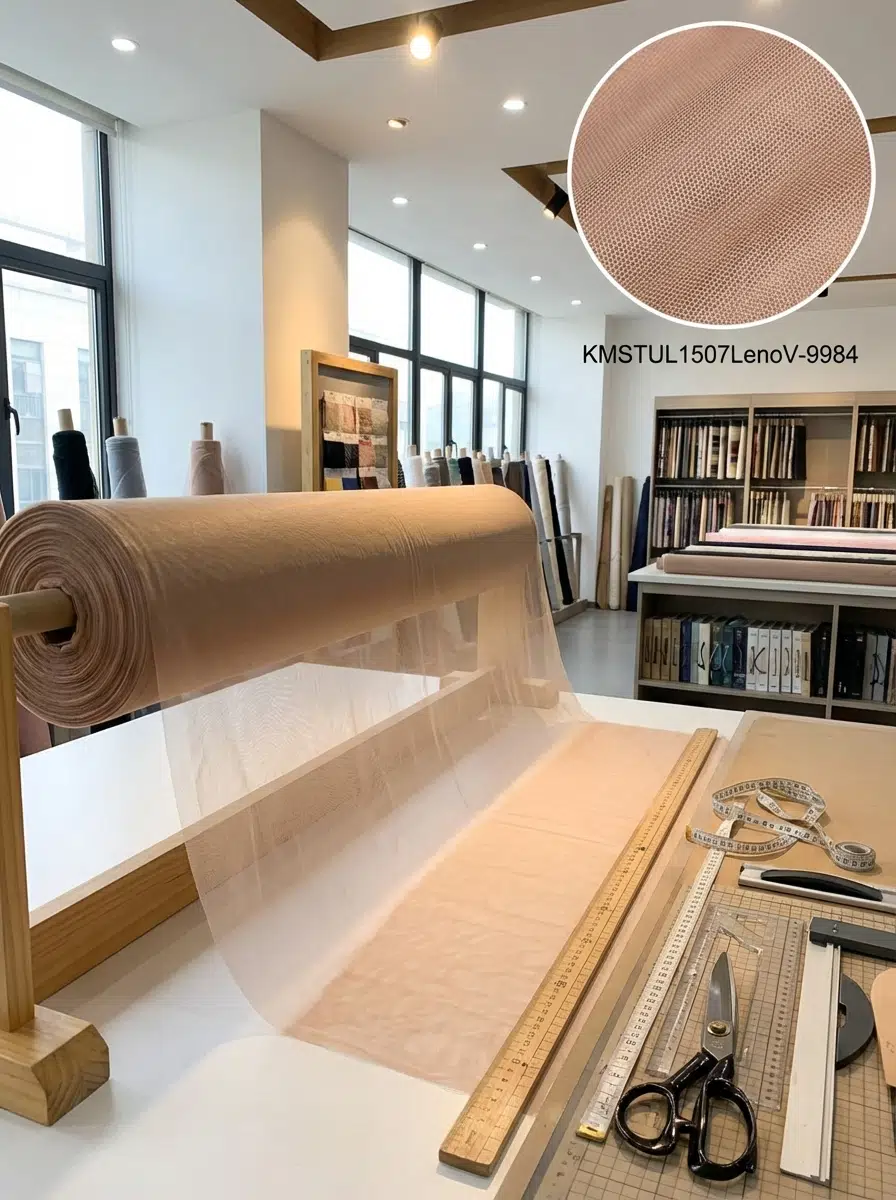 Petek Dokulu Dekoratif Tül Perdelik Kumaş 100en300boy - BEJ