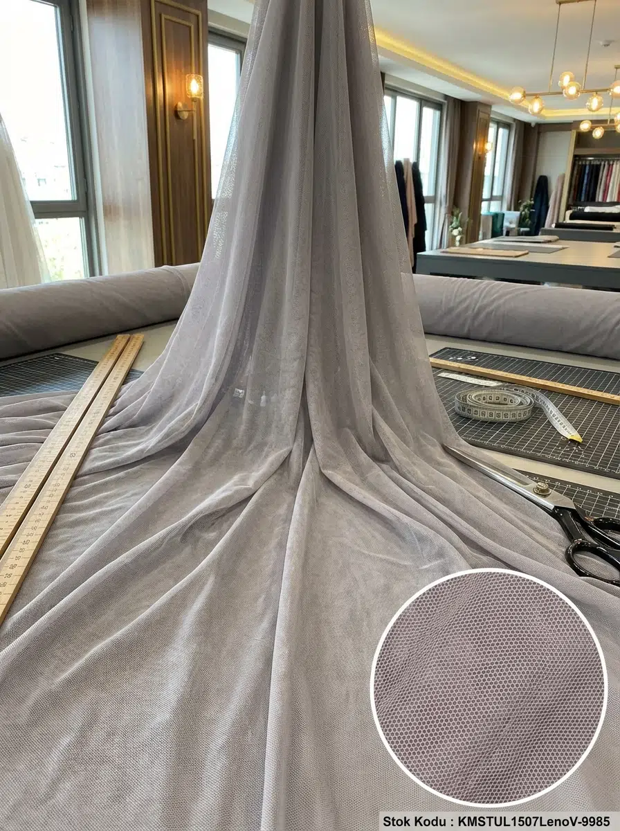 Petek Dokulu Dekoratif Tül Perdelik Kumaş 100en300boy - AÇIK GRİ