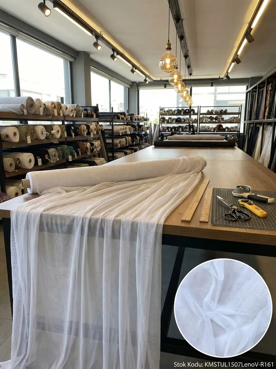 Petek Dokulu Dekoratif Tül Perdelik Kumaş 100en300boy - BEYAZ