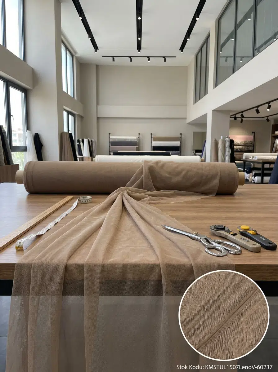 Petek Dokulu Dekoratif Tül Perdelik Kumaş 100en300boy - KOYU KAHVERENGİ