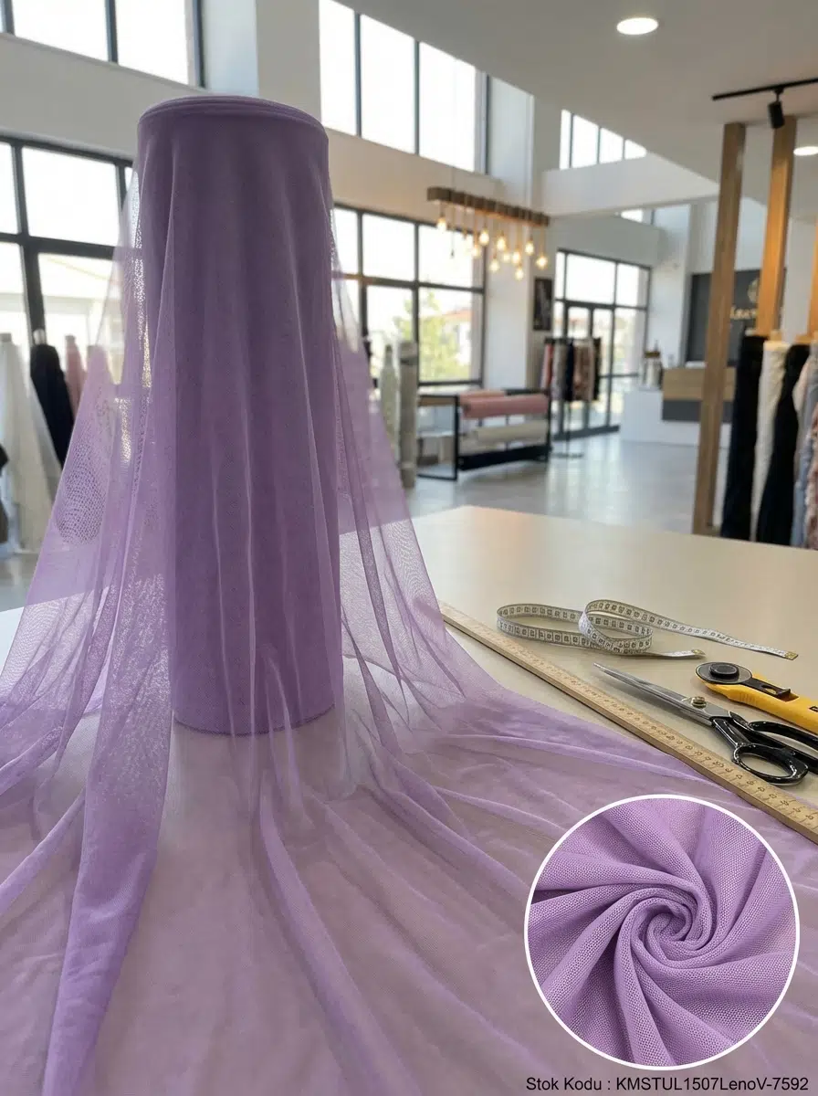 Petek Dokulu Dekoratif Tül Perdelik Kumaş 100en300boy - MOR