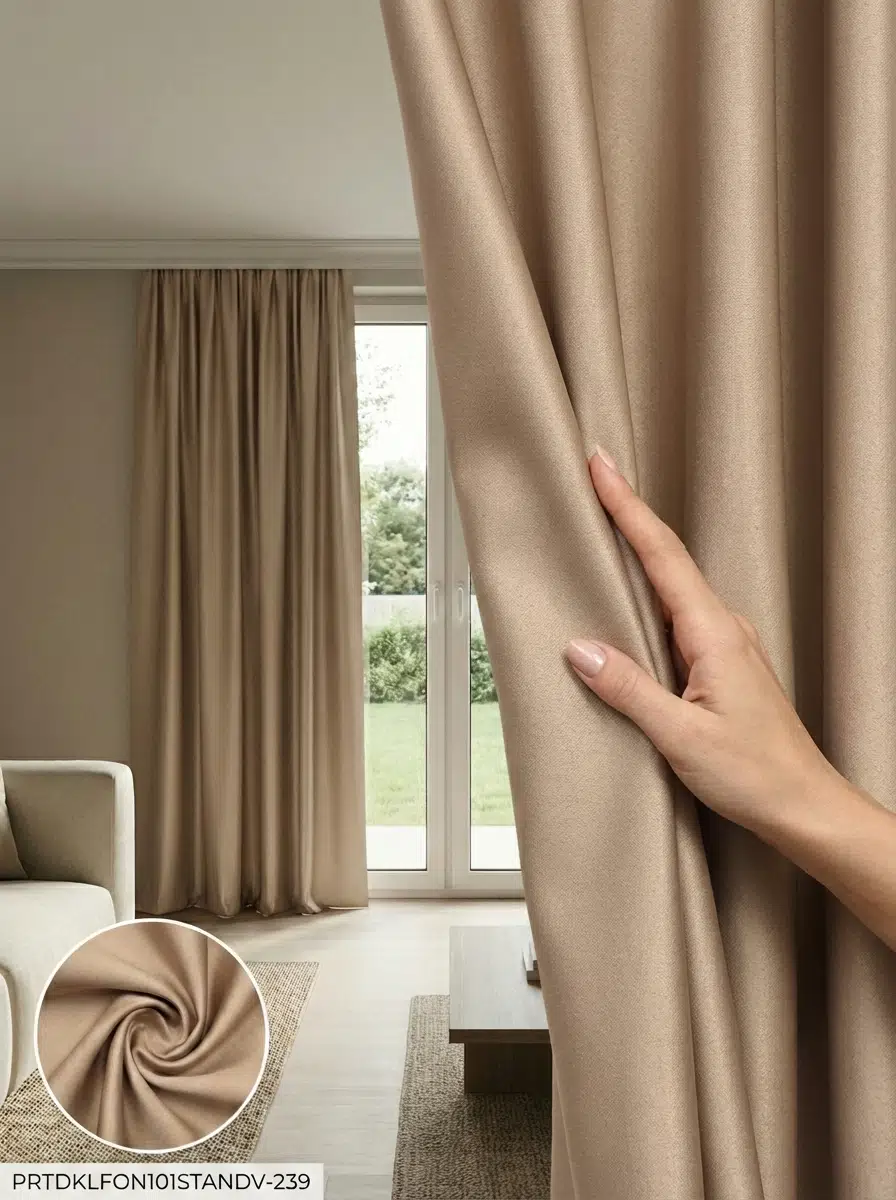 PratikFon Armül Dokuma Fon Perde 140en260boy cm Hazır Dikili - AÇIK BEJ