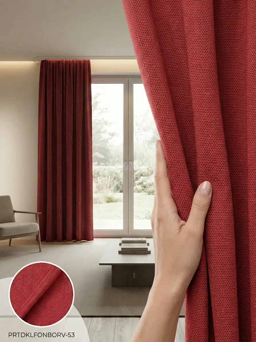 PratikFon Armül Fon Perde 140en260boy Az Işık Geçiren Hazır Dikili - KIRMIZI