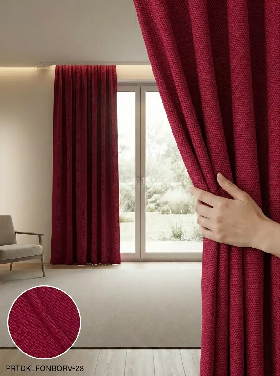 PratikFon Armül Fon Perde 140en260boy Az Işık Geçiren Hazır Dikili - BORDO