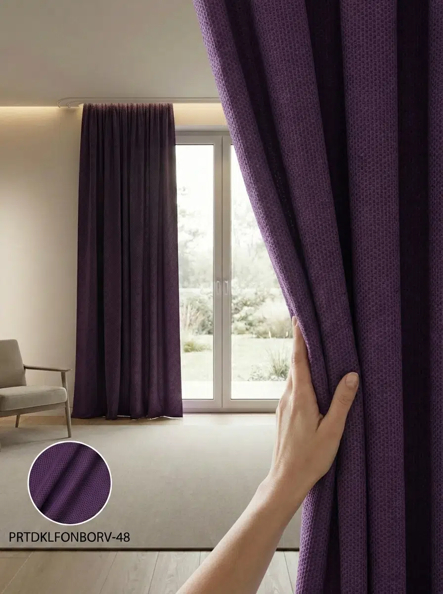 PratikFon Armül Fon Perde 140en260boy Az Işık Geçiren Hazır Dikili - KOYU MOR