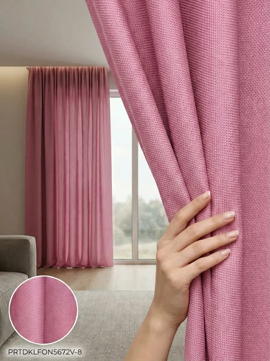 PratikFon Armül Fon Perde 140en260boy cm Az Işık Geçiren Hazır - PEMBE