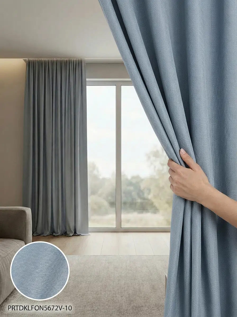 PratikFon Armül Fon Perde 140en260boy cm Az Işık Geçiren Hazır - AÇIK MAVİ