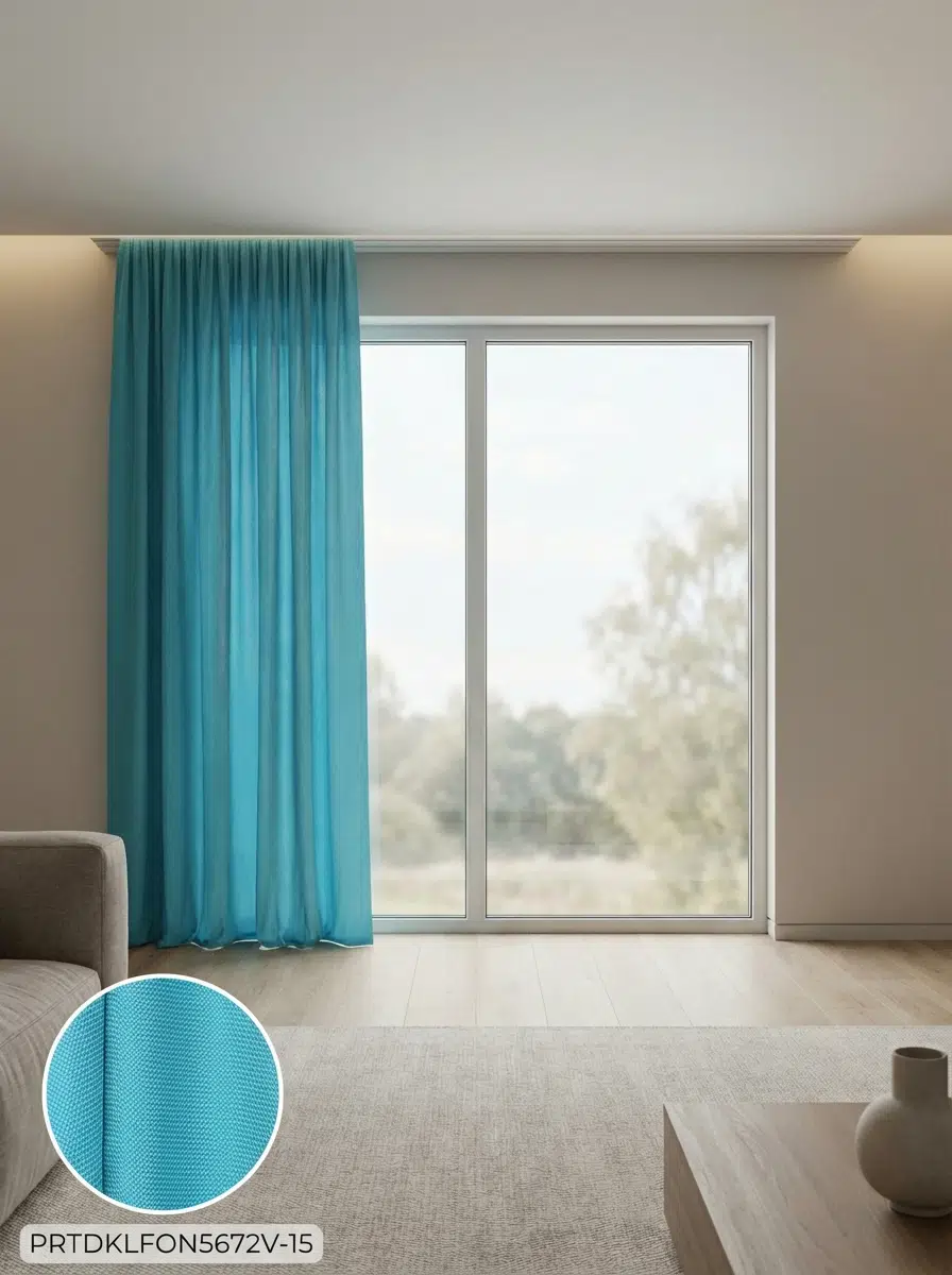 PratikFon Armül Fon Perde 140en260boy cm Az Işık Geçiren Hazır - MAVİ