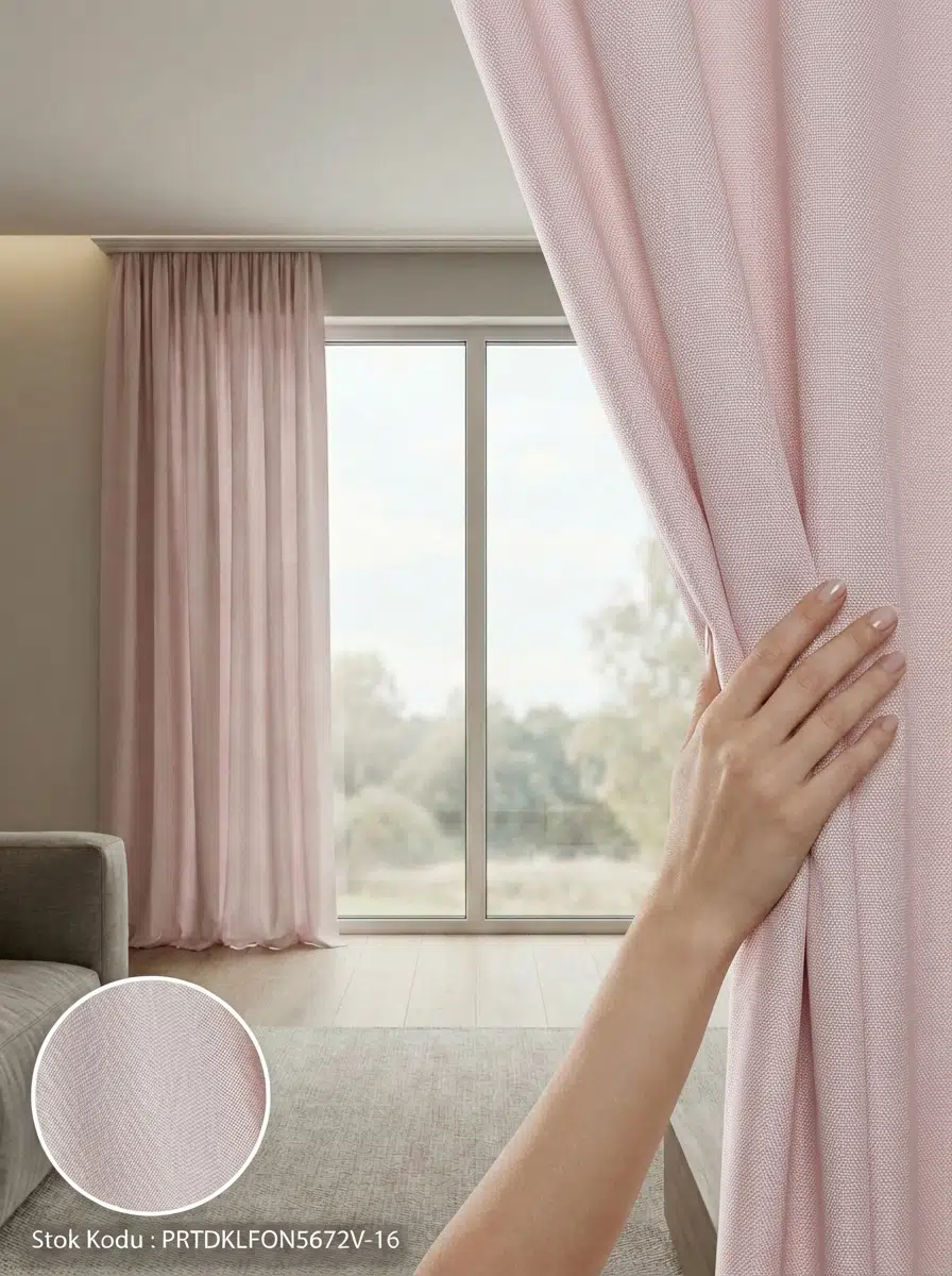 PratikFon Armül Fon Perde 140en260boy cm Az Işık Geçiren Hazır - PUDRA