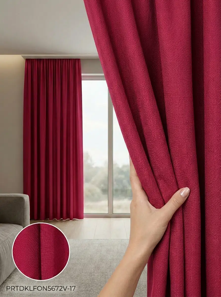 PratikFon Armül Fon Perde 140en260boy cm Az Işık Geçiren Hazır - BORDO