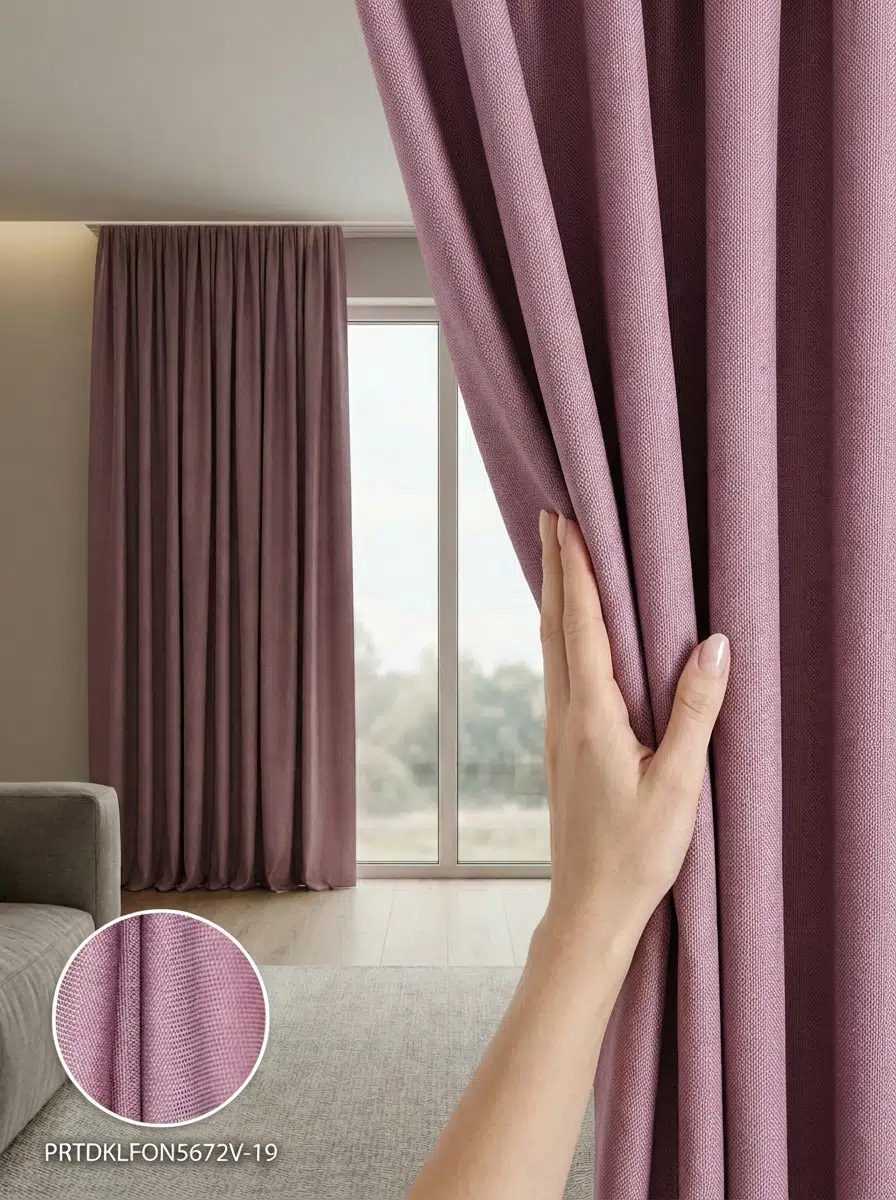 PratikFon Armül Fon Perde 140en260boy cm Az Işık Geçiren Hazır - KOYU PEMBE
