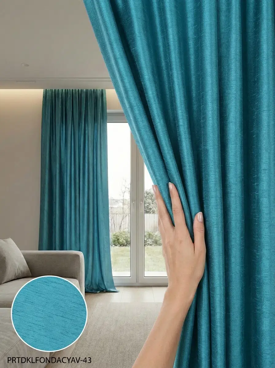 PratikFon Armül Fon Perde 140en260boy cm Az Işık Geçirgen Hazır Dikili - MAVİ