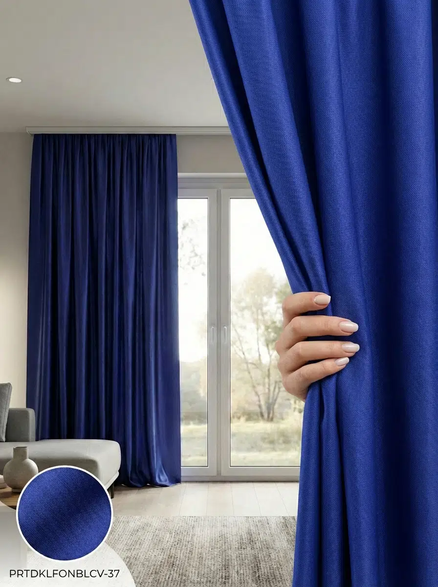 PratikFon Armül Fon Perde 140x260 cm Az Işık Geçirgen Hazır Dikili - AÇIK LACİVERT