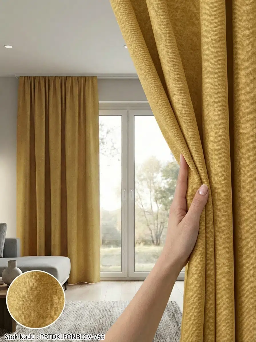 PratikFon Armül Fon Perde 140x260 cm Az Işık Geçirgen Hazır Dikili - HARDAL