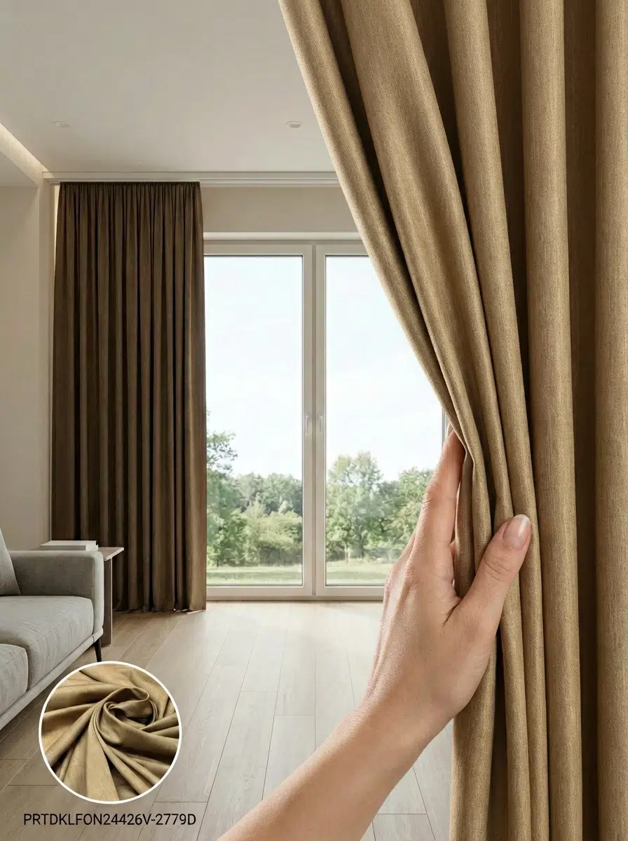 PratikFon Armül Fon Perde 140x260 cm Az Işık Geçirgen Tek Kanat - KOYU BEJ