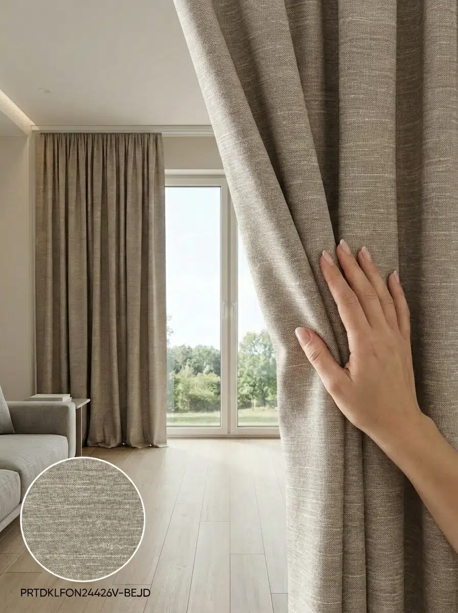 PratikFon Armül Fon Perde 140x260 cm Az Işık Geçirgen Tek Kanat - BEJ