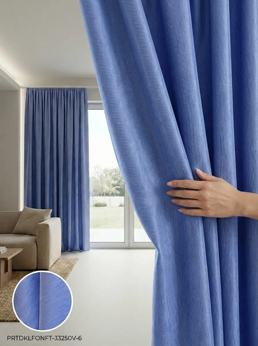 PratikFon Armül Fon Perde 140x260 cm Az Işık Geçirgen Tek Kanat - MAVİ