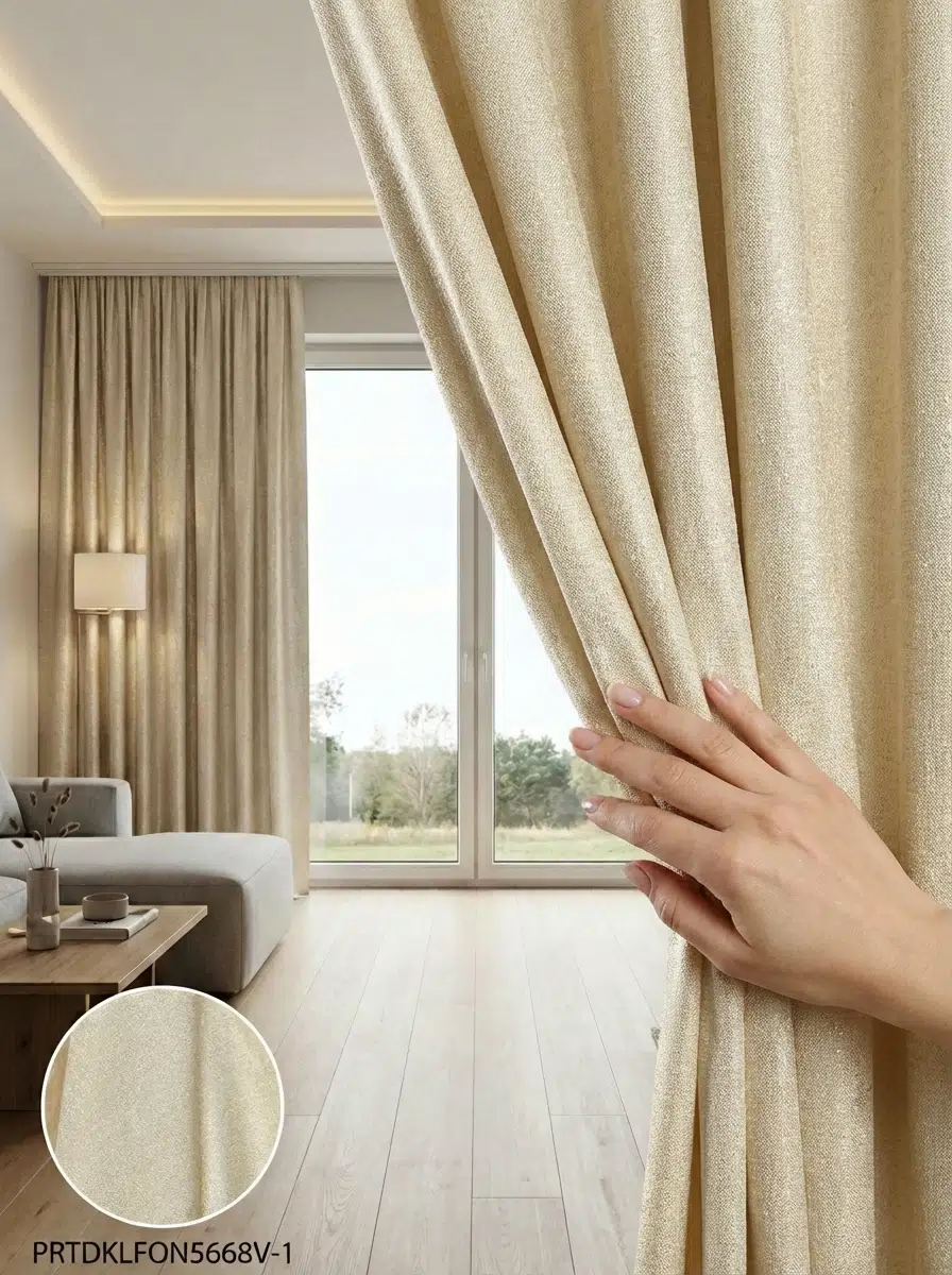 PratikFon Jakar Dokuma Fon Perde 140en260boy Az Işık Geçirgen - KREM