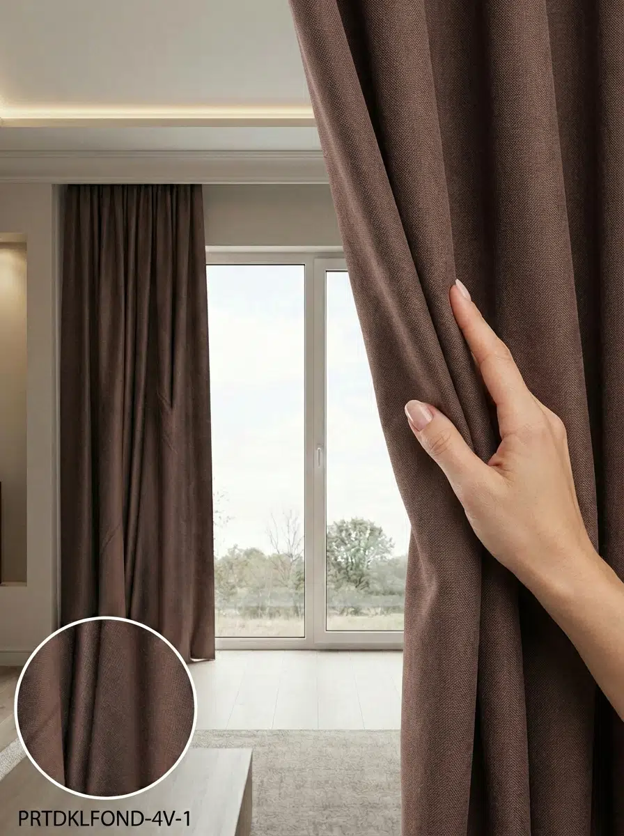 PratikFon Jakar Dokuma Fon Perde 140x260 cm (Az Işık Geçiren) - KAHVERENGİ