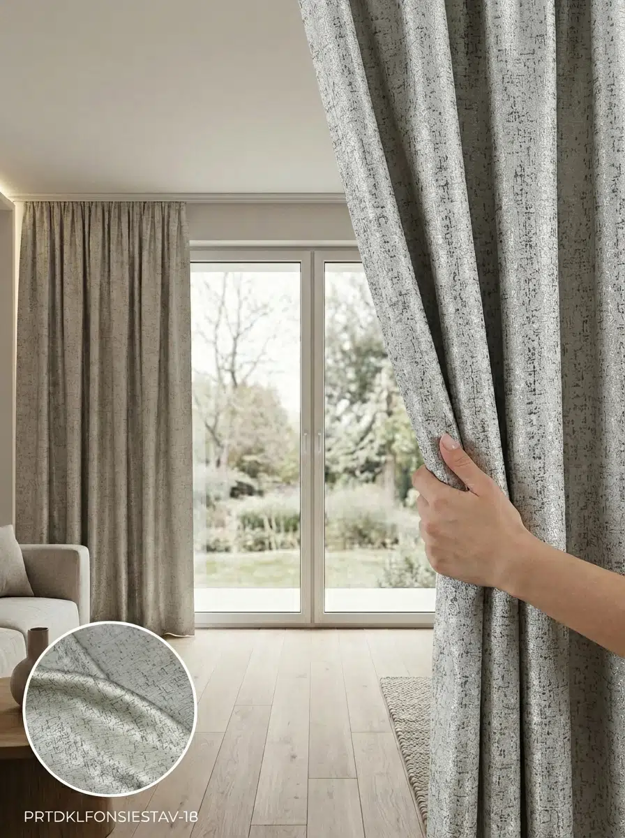 PratikFon Jakar Dokuma Fon Perde 140x260 cm Hazır Dikili Tek Kanat - GÜMÜŞ