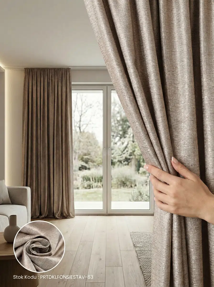 PratikFon Jakar Dokuma Fon Perde 140x260 cm Hazır Dikili Tek Kanat - PUDRA