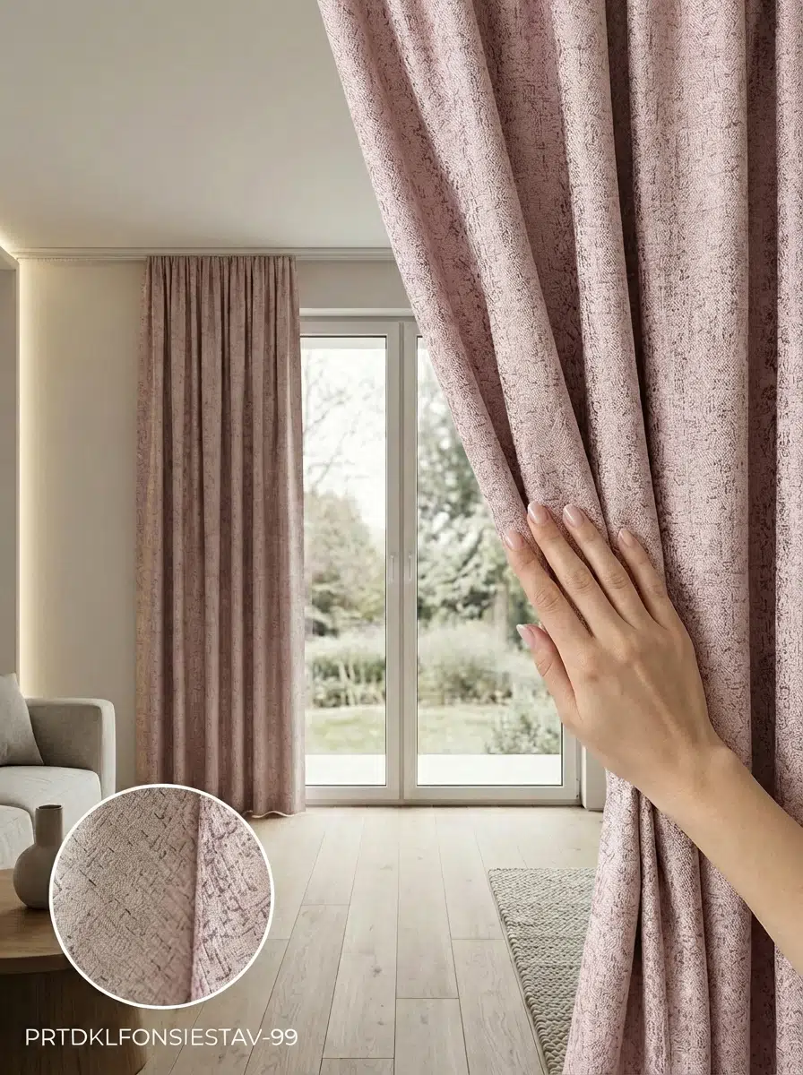 PratikFon Jakar Dokuma Fon Perde 140x260 cm Hazır Dikili Tek Kanat - PEMBE