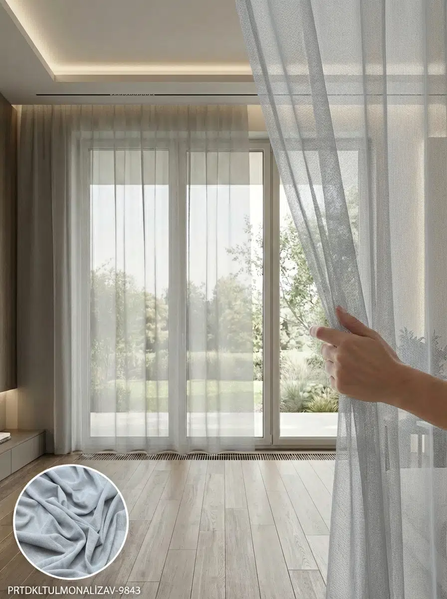 PratikTül Armül Orta Işık Geçirgen Tül Perde 300x255 cm - GRİ
