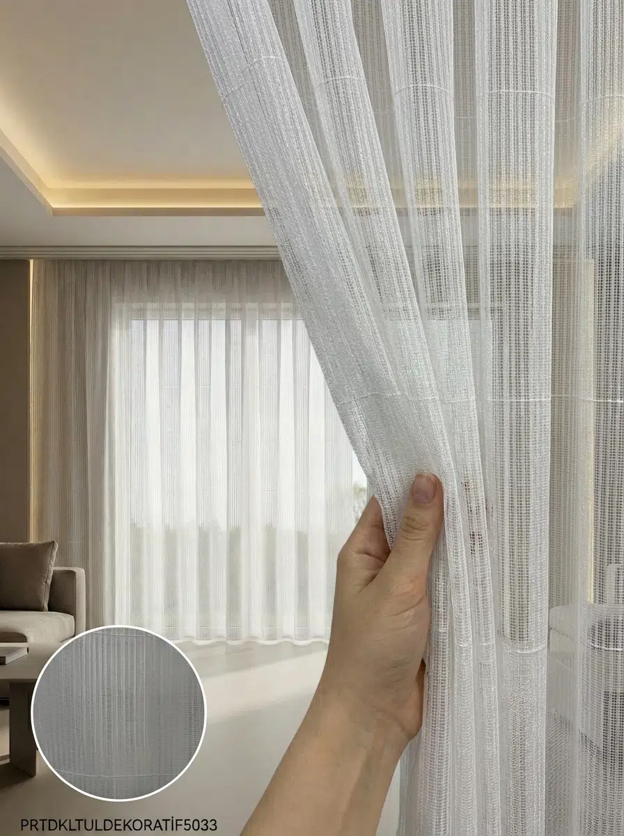 PratikTül Armül Tül Perde 300x255 cm Orta Işık Geçirgen - EKRU