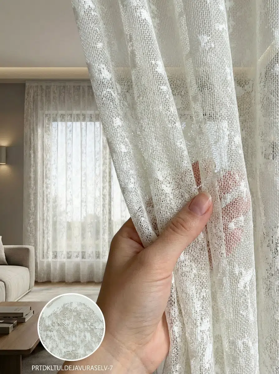 PratikTül Raşel Tül Perde 300x255 cm - Orta Işık Geçiren - Krem