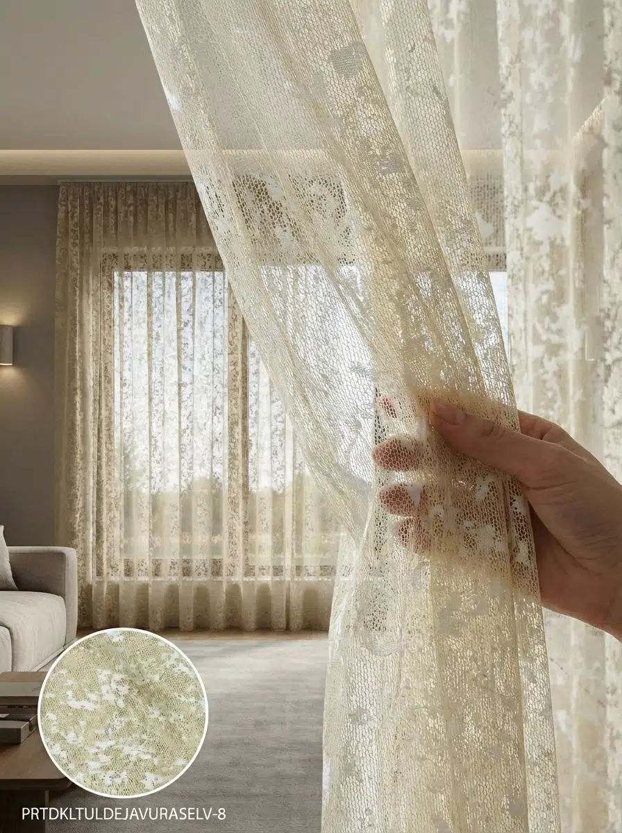 PratikTül Raşel Tül Perde 300x255 cm - Orta Işık Geçiren - BEJ