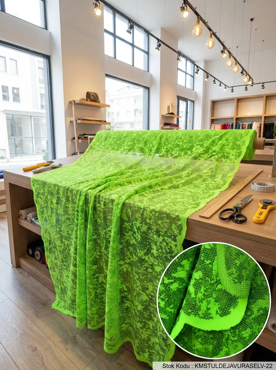 Raşel Jakar Desenli Tül Perdelik Kumaş 100en300boy - YEŞİL-FISTIKYEŞİLİ