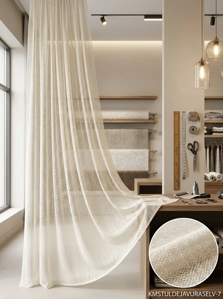 Raşel Jakar Desenli Tül Perdelik Kumaş 100en300boy - KREM-EKRU