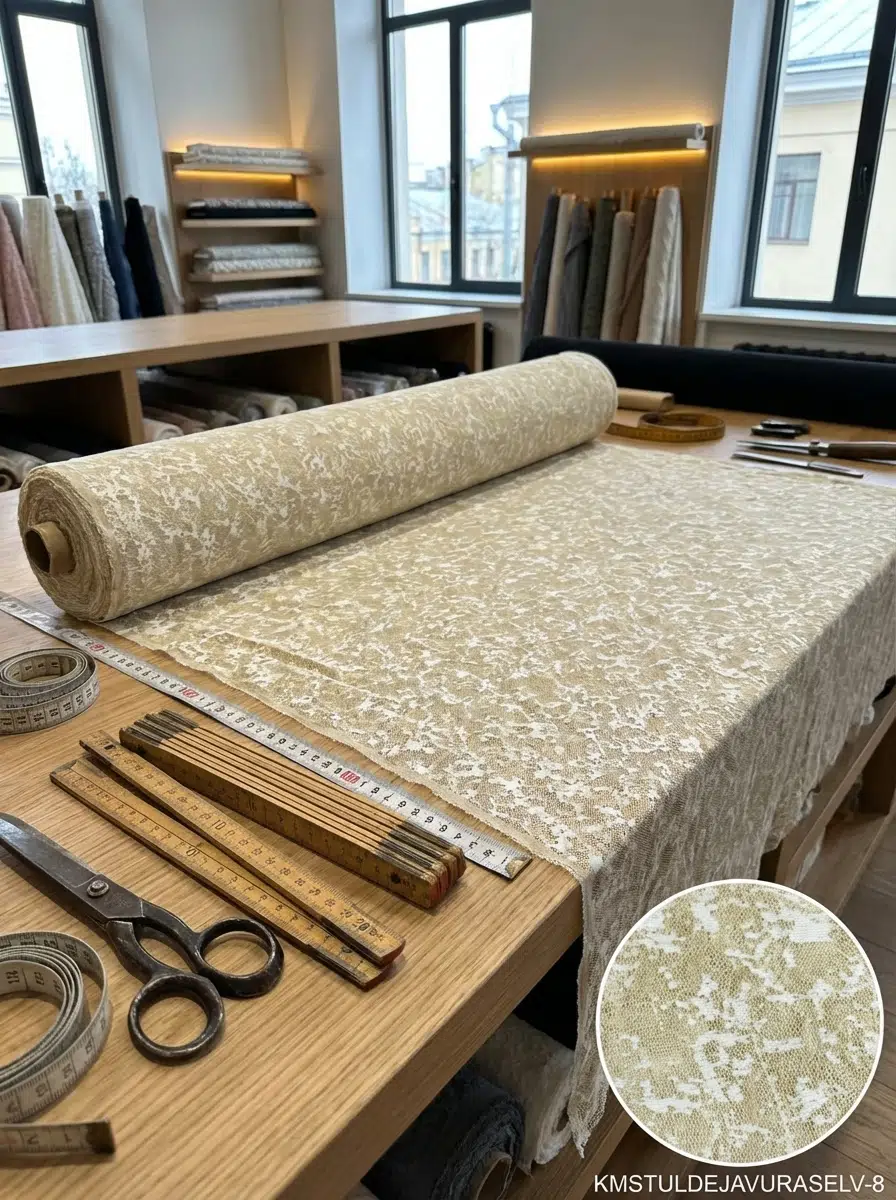 Raşel Jakar Desenli Tül Perdelik Kumaş 100en300boy - EKRU-BEJ