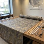 Gri Lacivert Jakar Dokuma Desenli Fon Perde Kumaşı 100x300 cm