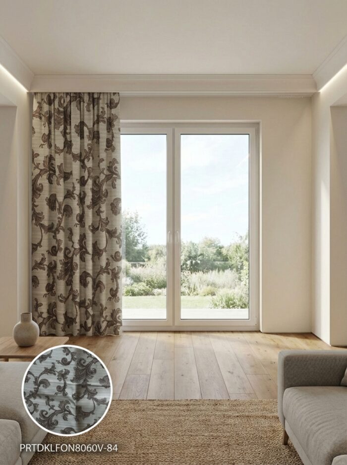 Fon Dokuma Jakar Desenli Hazır Fon Perde 140x260 cm Tek Kanat - Görsel 2