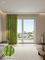 Gri Fıstık Yeşili Jakar Dokuma Desenli Hazır Fon Perde 140x260 cm Tek Kanat - Görsel 2