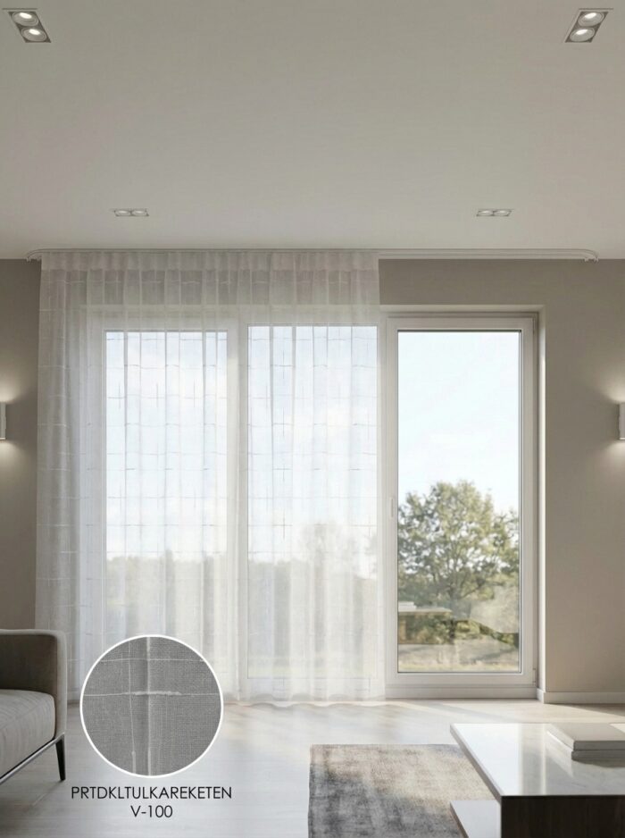 Armül Kare Geometri Hazır Tül Perde 300x255 cm - Görsel 2